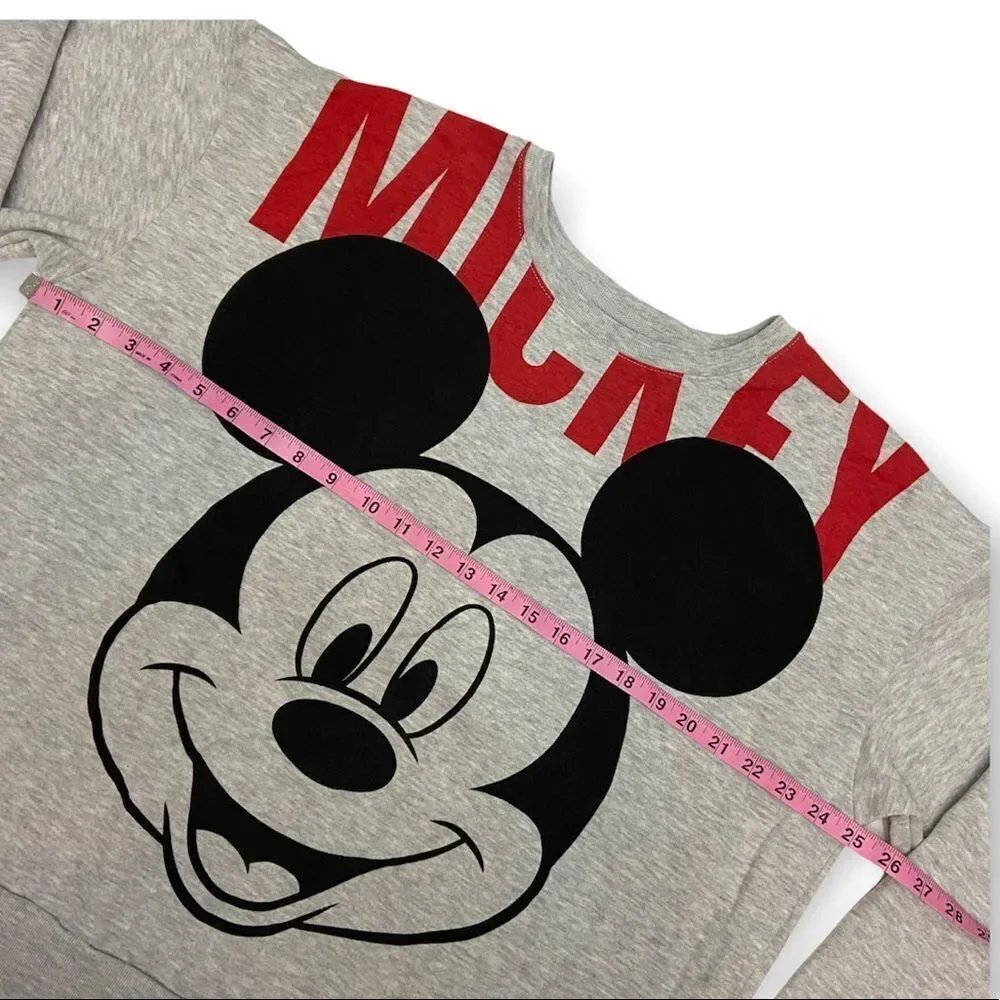 Disney Mickey Mouse Heather Gray Crew Neck Sweatshirt